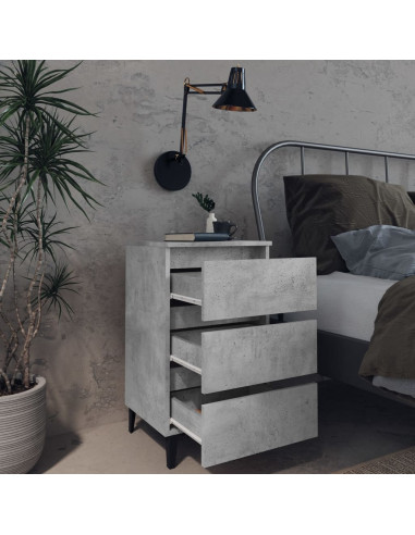 Comodini con Gambe in Metallo 2pz Grigio Cemento 40x35x69 cm