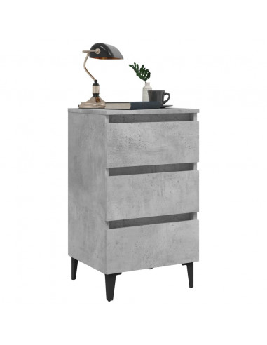 Comodini con Gambe in Metallo 2pz Grigio Cemento 40x35x69 cm