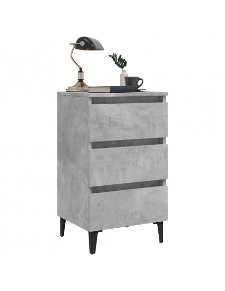Comodini con Gambe in Metallo 2pz Grigio Cemento 40x35x69 cm