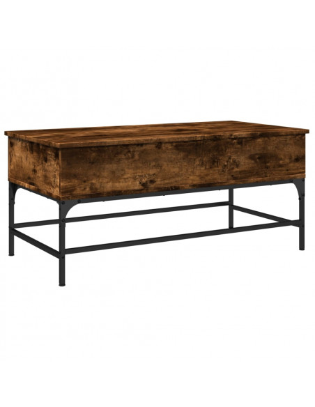 Tavolino Rovere Fumo 100x50x45cm in Legno Multistrato e Metallo