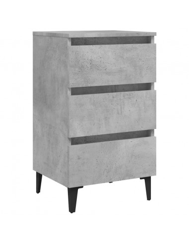 Comodini con Gambe in Metallo 2pz Grigio Cemento 40x35x69 cm