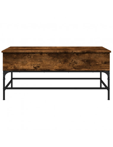 Tavolino Rovere Fumo 100x50x45cm in Legno Multistrato e Metallo