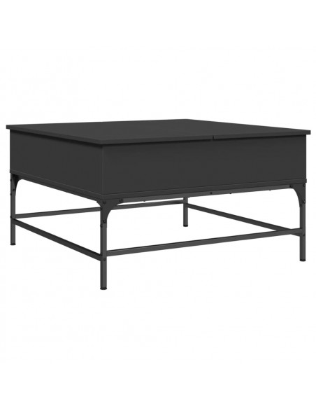 Tavolino da Salotto Nero 80x80x45cm Legno Multistrato e Metallo
