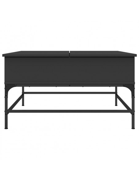 Tavolino da Salotto Nero 80x80x45cm Legno Multistrato e Metallo