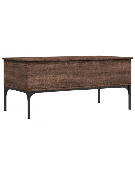 Tavolino Rovere Marrone 100x50x45cm Legno Multistrato e Metallo