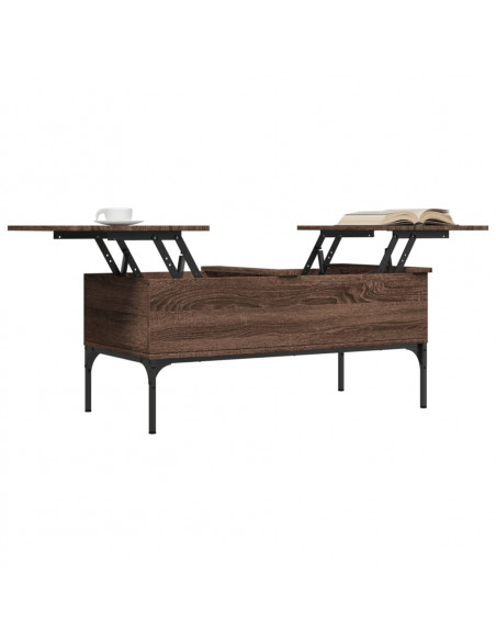 Tavolino Rovere Marrone 100x50x45cm Legno Multistrato e Metallo