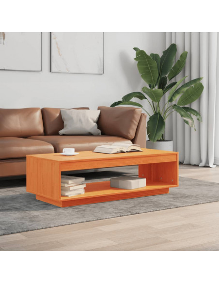 Tavolino da Salotto Marrone Cera 110x50x33,5cm Massello di Pino
