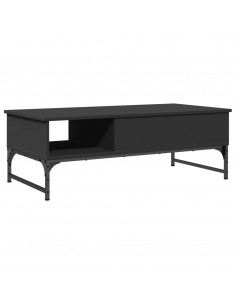 Tavolino Salotto Nero 100x50x35 cm Legno Multistrato e Metallo 2