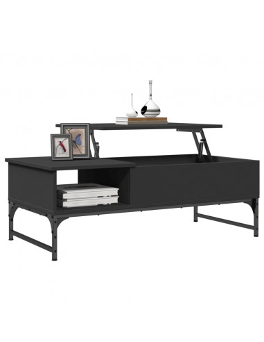 Tavolino Salotto Nero 100x50x35 cm Legno Multistrato e Metallo