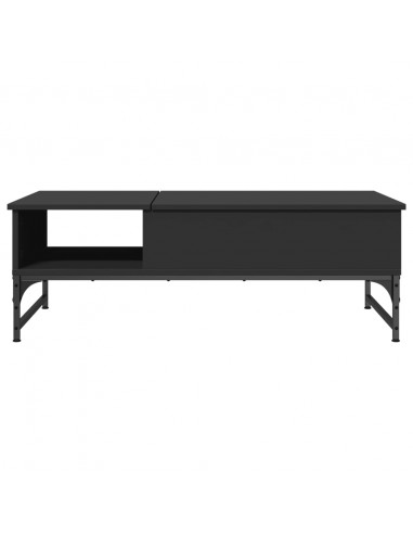 Tavolino Salotto Nero 100x50x35 cm Legno Multistrato e Metallo