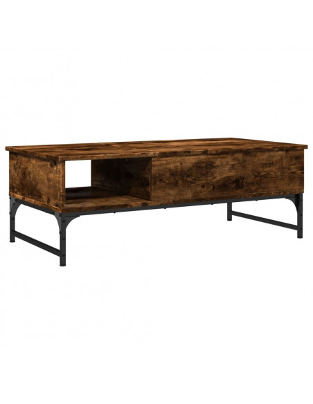 Tavolino Salotto Rovere Fumo 100x50x35 cm Multistrato e Metallo