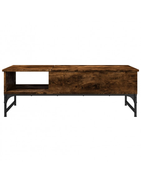 Tavolino Salotto Rovere Fumo 100x50x35 cm Multistrato e Metallo