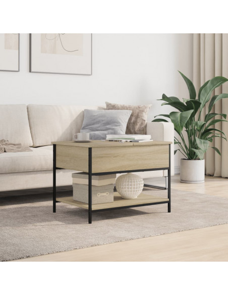 Tavolino Salotto Rovere Sonoma 70x50x50 cm Multistrato Metallo