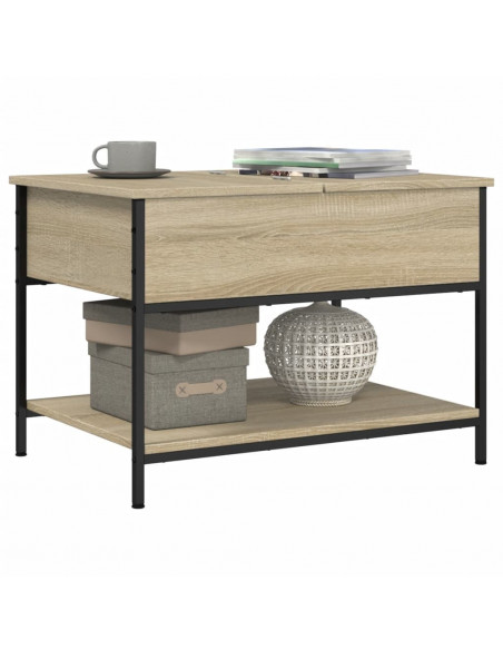 Tavolino Salotto Rovere Sonoma 70x50x50 cm Multistrato Metallo