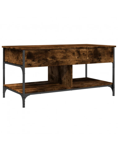 Tavolino Salotto Rovere Fumo 100x50x50 cm Multistrato e Metallo