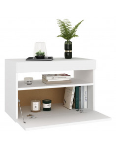 Comodini con Luci LED Bianco 60x35x40 cm in Legno Multistrato 2
