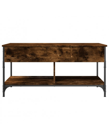 Tavolino Salotto Rovere Fumo 100x50x50 cm Multistrato e Metallo
