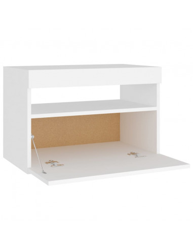 Comodini con Luci LED Bianco 60x35x40 cm in Legno Multistrato