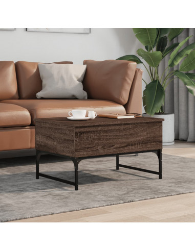 Tavolino Salotto Rovere Marrone 70x50x40cm Multistrato Metallo