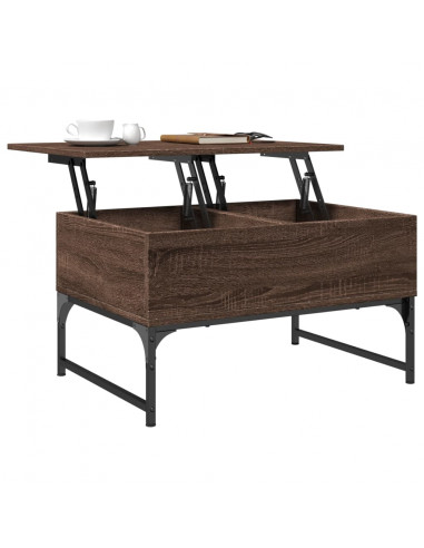 Tavolino Salotto Rovere Marrone 70x50x40cm Multistrato Metallo