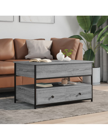 Tavolino Salotto Grigio Sonoma 85x50x50 cm Multistrato Metallo