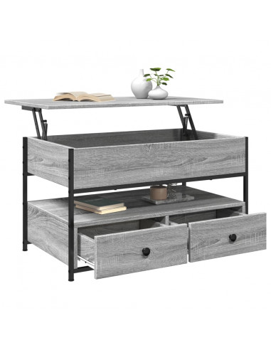 Tavolino Salotto Grigio Sonoma 85x50x50 cm Multistrato Metallo