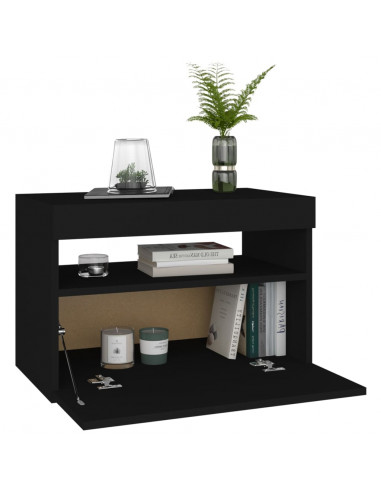 Comodini con Luci LED Neri 60x35x40 cm in Legno Multistrato