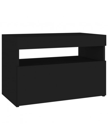 Comodini con Luci LED Neri 60x35x40 cm in Legno Multistrato