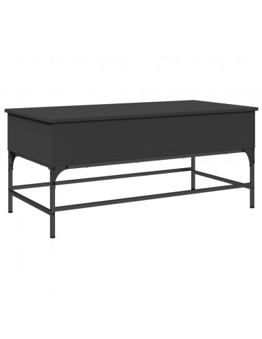 Tavolino Salotto Nero 100x50x45 cm Legno Multistrato e Metallo