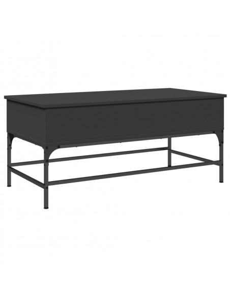 Tavolino Salotto Nero 100x50x45 cm Legno Multistrato e Metallo
