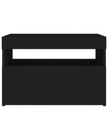 Comodini con Luci LED Neri 60x35x40 cm in Legno Multistrato