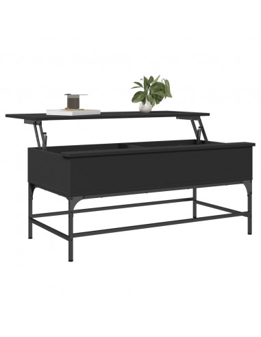 Tavolino Salotto Nero 100x50x45 cm Legno Multistrato e Metallo