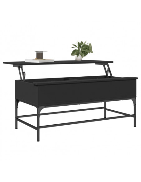 Tavolino Salotto Nero 100x50x45 cm Legno Multistrato e Metallo