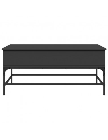 Tavolino Salotto Nero 100x50x45 cm Legno Multistrato e Metallo