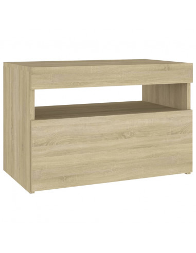 Comodino con Luci LED Sonoma 60x35x40 cm in Legno Multistrato