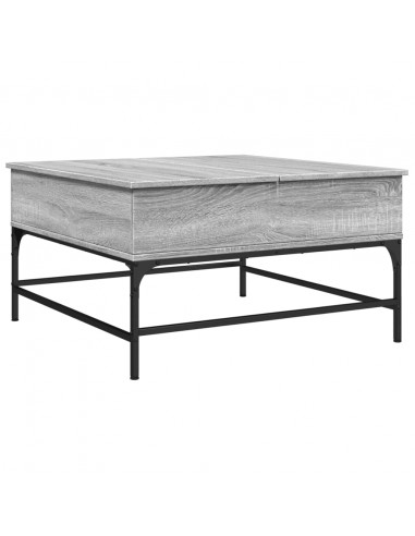 Tavolino Salotto Grigio Sonoma 80x80x45 cm Multistrato Metallo