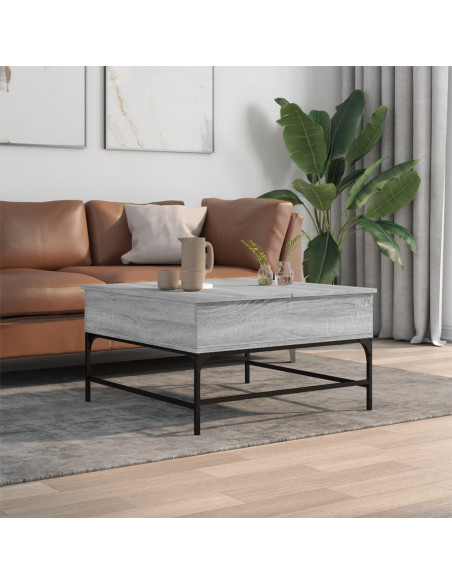 Tavolino Salotto Grigio Sonoma 80x80x45 cm Multistrato Metallo