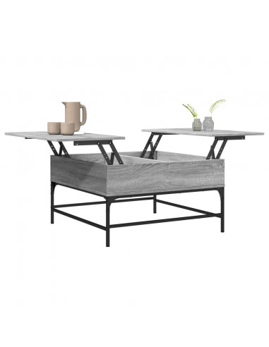 Tavolino Salotto Grigio Sonoma 80x80x45 cm Multistrato Metallo