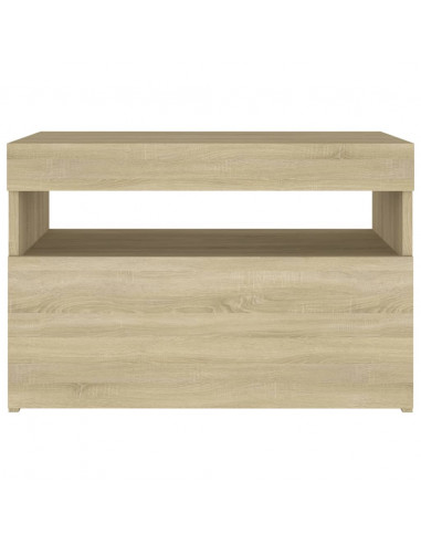 Comodino con Luci LED Sonoma 60x35x40 cm in Legno Multistrato