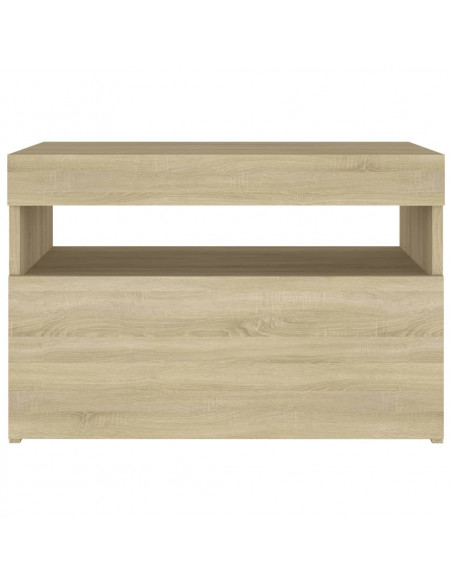 Comodino con Luci LED Sonoma 60x35x40 cm in Legno Multistrato