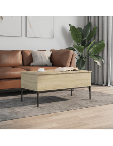 Tavolino Rovere Sonoma 100x50x45 cm Legno Multistrato e Metallo
