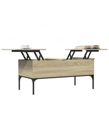Tavolino Rovere Sonoma 100x50x45 cm Legno Multistrato e Metallo