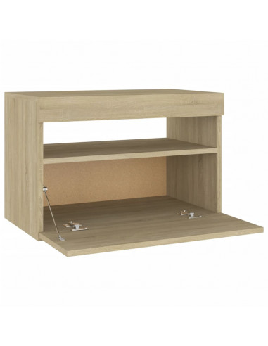 Comodini con Luci LED 2 pz Rovere Sonoma 60x35x40 cm