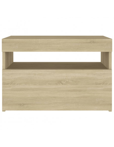 Comodini con Luci LED 2 pz Rovere Sonoma 60x35x40 cm