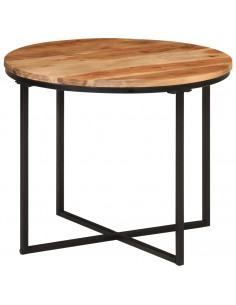 Tavolino Salotto 55x55x45cm in Legno Massello di Acacia e Ferro 2