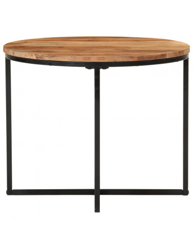 Tavolino Salotto 55x55x45cm in Legno Massello di Acacia e Ferro