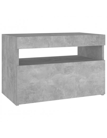 Comodino con Luci LED Grigio Cemento 60x35x40 cm