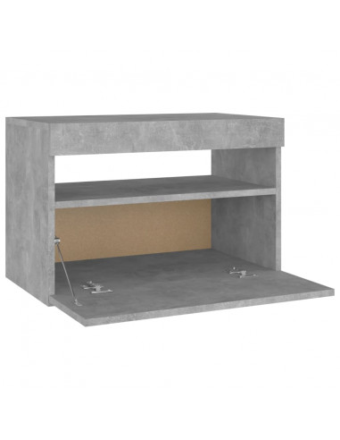 Comodino con Luci LED Grigio Cemento 60x35x40 cm