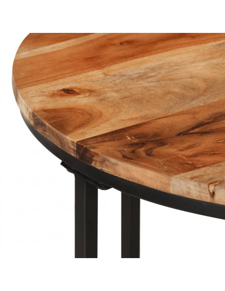 Tavolino Salotto 55x55x45cm in Legno Massello di Acacia e Ferro