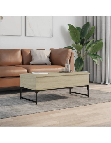 Tavolino Salotto Rovere Sonoma 100x50x40cm Multistrato Metallo